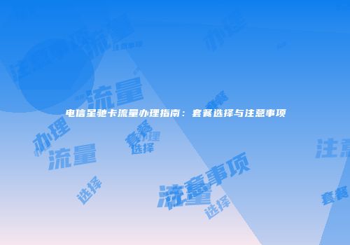 电信星驰卡流量办理指南：套餐选择与注意事项