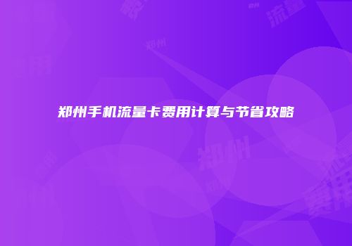 郑州手机流量卡费用计算与节省攻略