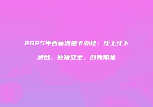 2025年西藏流量卡办理：线上线下融合，便捷安全，创新体验