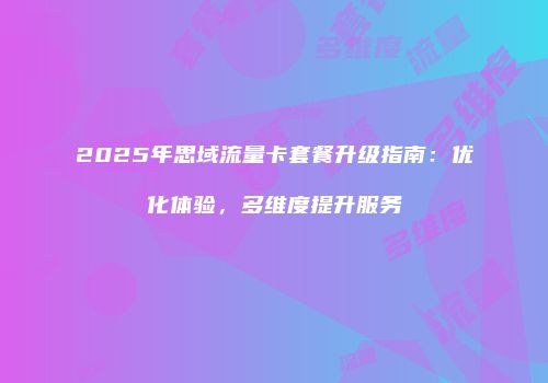 2025年思域流量卡套餐升级指南：优化体验，多维度提升服务