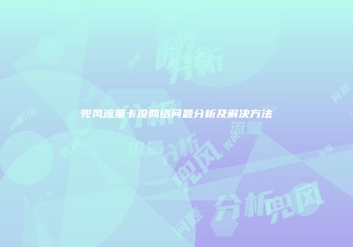 兜风流量卡没网络问题分析及解决方法