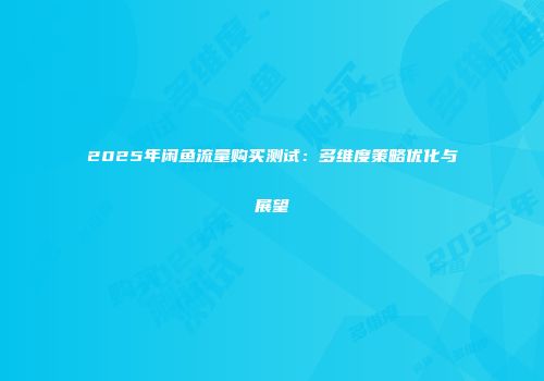 2025年闲鱼流量购买测试：多维度策略优化与展望