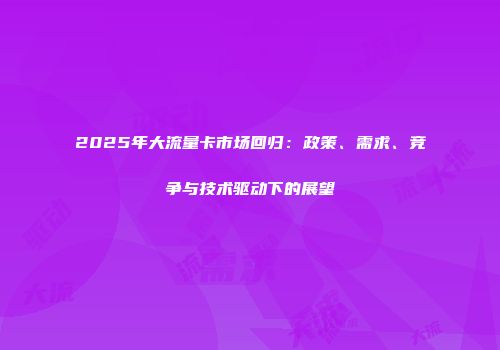 2025年大流量卡市场回归：政策、需求、竞争与技术驱动下的展望