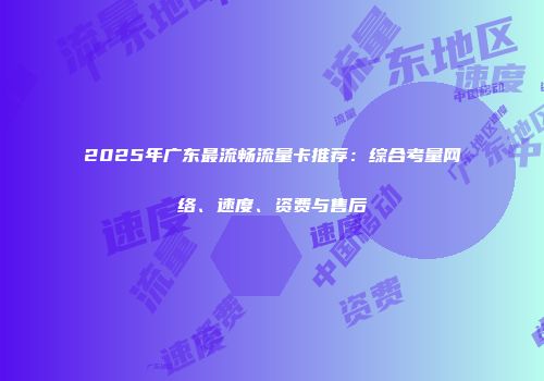 2025年广东最流畅流量卡推荐：综合考量网络、速度、资费与售后
