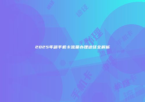 2025年副手机卡流量办理途径全解析