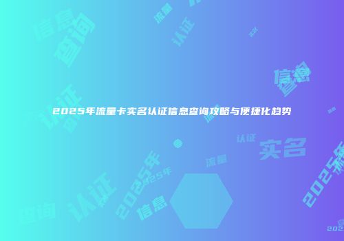 2025年流量卡实名认证信息查询攻略与便捷化趋势