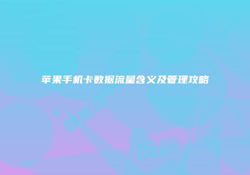 苹果手机卡数据流量含义及管理攻略