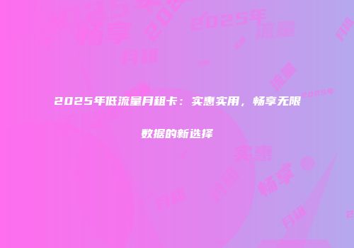2025年低流量月租卡：实惠实用，畅享无限数据的新选择