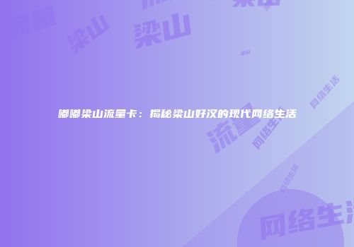 嘟嘟梁山流量卡：揭秘梁山好汉的现代网络生活