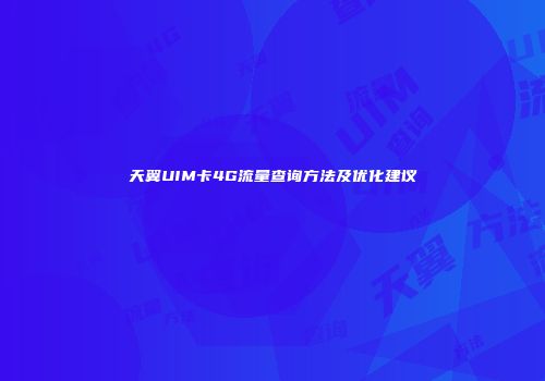 天翼UIM卡4G流量查询方法及优化建议