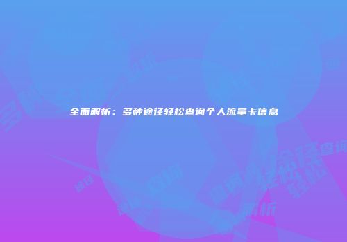 全面解析：多种途径轻松查询个人流量卡信息