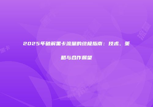 2025年破解黑卡流量的终极指南：技术、策略与合作展望