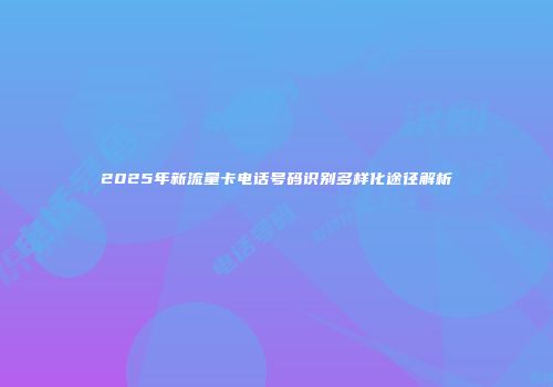 2025年新流量卡电话号码识别多样化途径解析