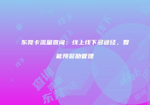 东莞卡流量查询：线上线下多途径，智能预警助管理