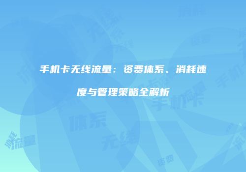 手机卡无线流量：资费体系、消耗速度与管理策略全解析