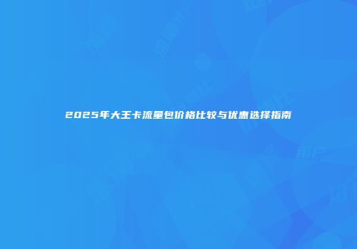 2025年大王卡流量包价格比较与优惠选择指南