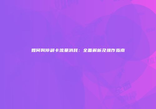 如何叫停副卡流量消耗：全面解析及操作指南