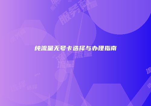 纯流量无号卡选择与办理指南