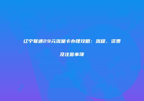 辽宁联通29元流量卡办理攻略：流程、资费及注意事项