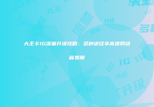 大王卡1G流量升级攻略：多种途径享高速网络省费用
