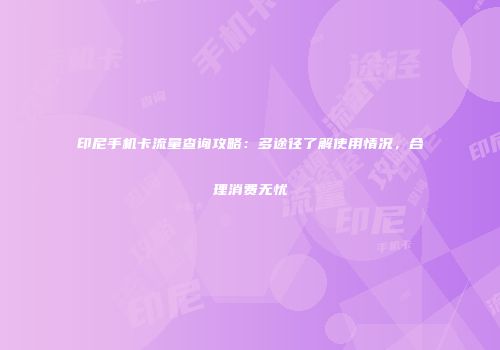 印尼手机卡流量查询攻略：多途径了解使用情况，合理消费无忧