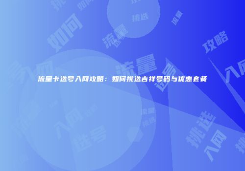 流量卡选号入网攻略：如何挑选吉祥号码与优惠套餐