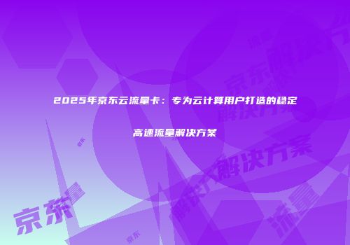 2025年京东云流量卡：专为云计算用户打造的稳定高速流量解决方案