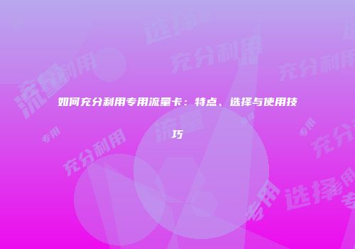 如何充分利用专用流量卡：特点、选择与使用技巧