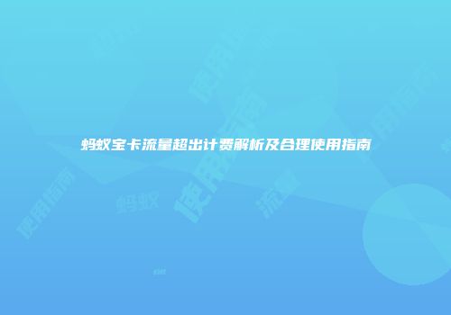 蚂蚁宝卡流量超出计费解析及合理使用指南