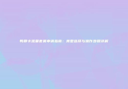 鸭聊卡流量套餐申请指南：类型选择与操作步骤详解