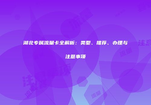 湖北专属流量卡全解析：类型、推荐、办理与注意事项