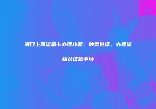 海口上网流量卡办理攻略：种类选择、办理流程及注意事项