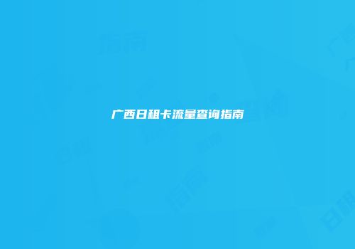 广西日租卡流量查询指南