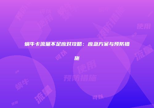 蜗牛卡流量不足应对攻略：应急方案与预防措施