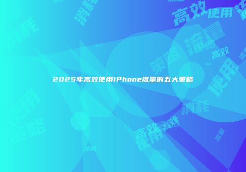 2025年高效使用iPhone流量的五大策略