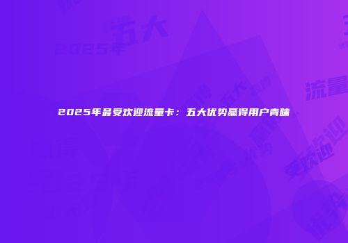 2025年最受欢迎流量卡：五大优势赢得用户青睐