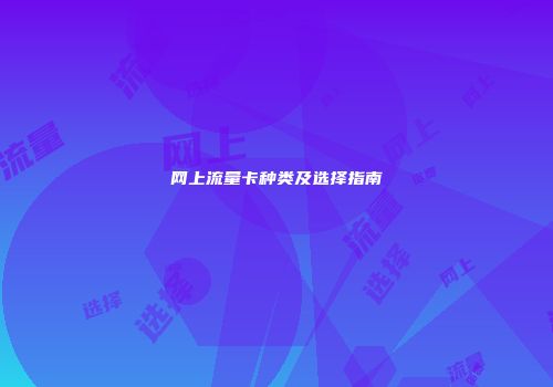网上流量卡种类及选择指南