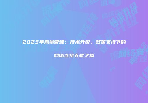 2025年流量管理：技术升级、政策支持下的网络连接无忧之道