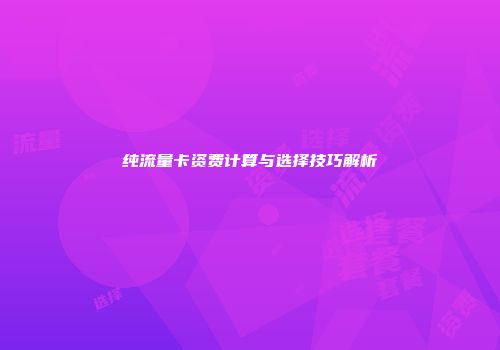纯流量卡资费计算与选择技巧解析