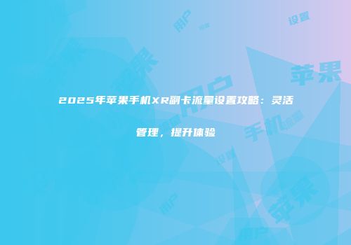 2025年苹果手机XR副卡流量设置攻略：灵活管理，提升体验