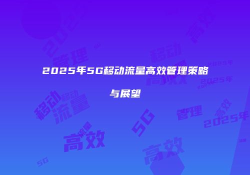 2025年5G移动流量高效管理策略与展望