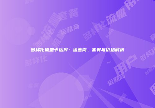 多样化流量卡选择：运营商、套餐与价格解析