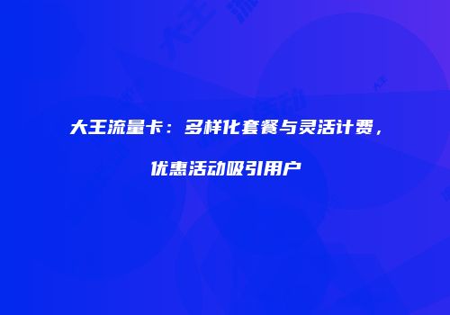 大王流量卡：多样化套餐与灵活计费，优惠活动吸引用户