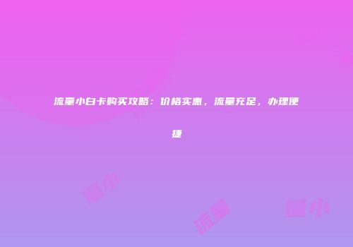 流量小白卡购买攻略：价格实惠，流量充足，办理便捷
