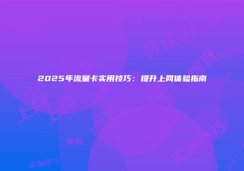 2025年流量卡实用技巧：提升上网体验指南