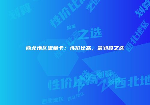 西北地区流量卡：性价比高，最划算之选