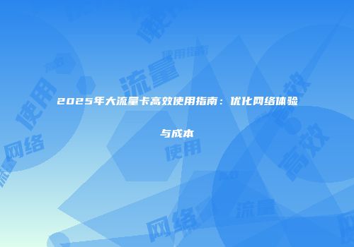 2025年大流量卡高效使用指南:优化网络体验与成本