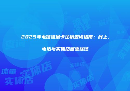 2025年电信流量卡注销查询指南：线上、电话与实体店多重途径
