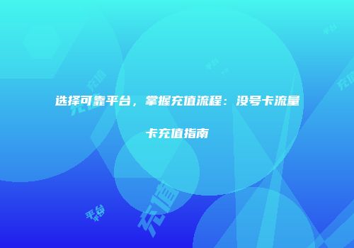 选择可靠平台,掌握充值流程:没号卡流量卡充值指南