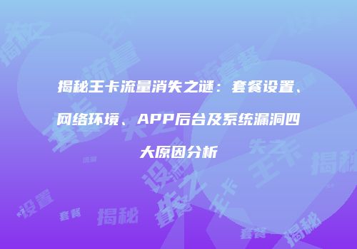 揭秘王卡流量消失之谜：套餐设置、网络环境、APP后台及系统漏洞四大原因分析